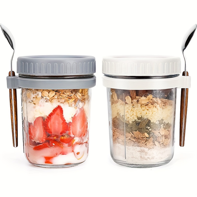 Food Storage Set Glass - 1 st/2 stks Glazen Havermout Beker,