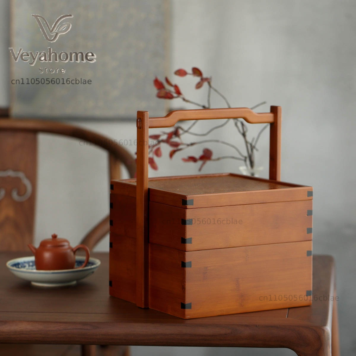 Food Storage Without Plastic - Bamboe theeservies opbergdoos Chinese stijl dubbellaagse