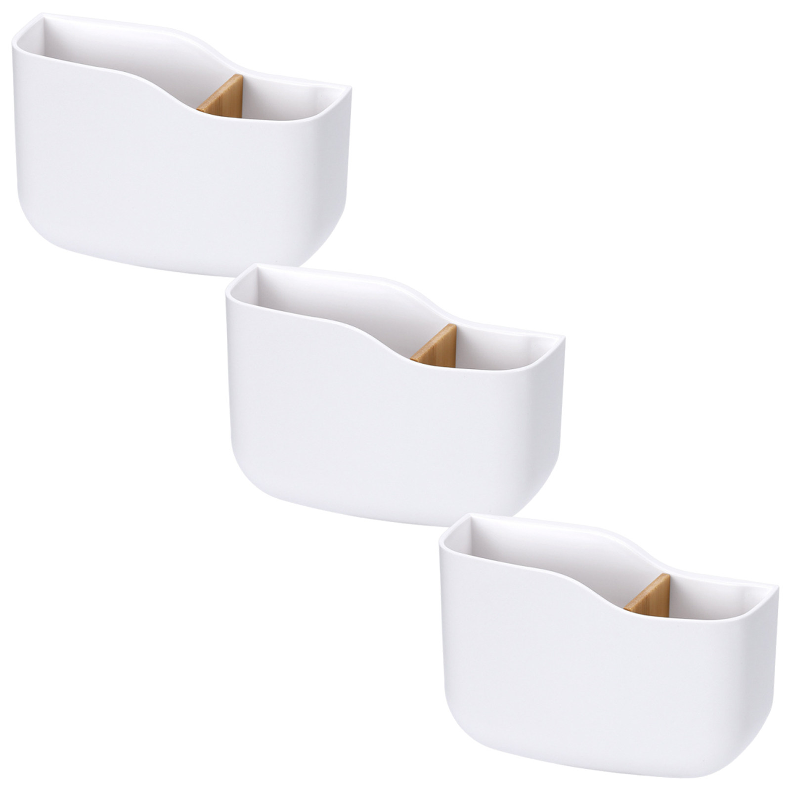 Food Storage Box - 3-delige afstandsbedieningshouder, wandmontage organizer, bamboe scheidingswand,