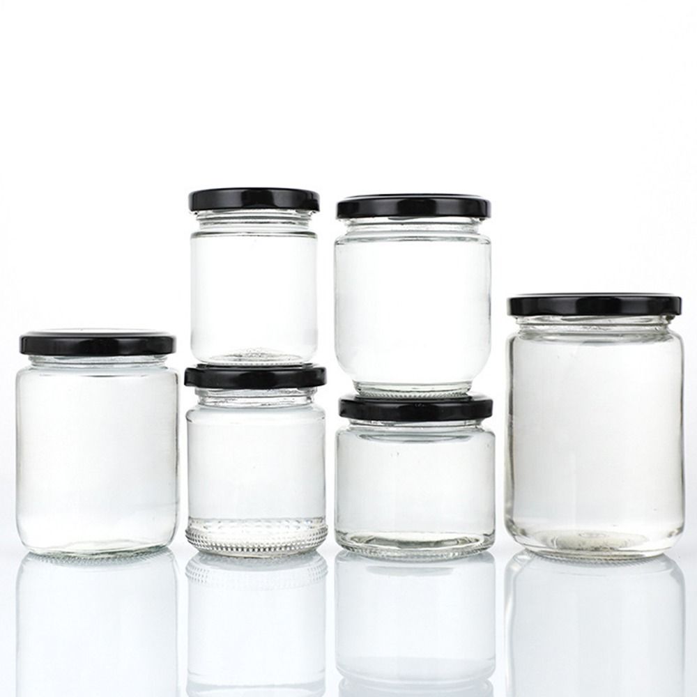 Food Storage Glass Round - 1 Stuks Met Zwarte Luchtdichte Deksels