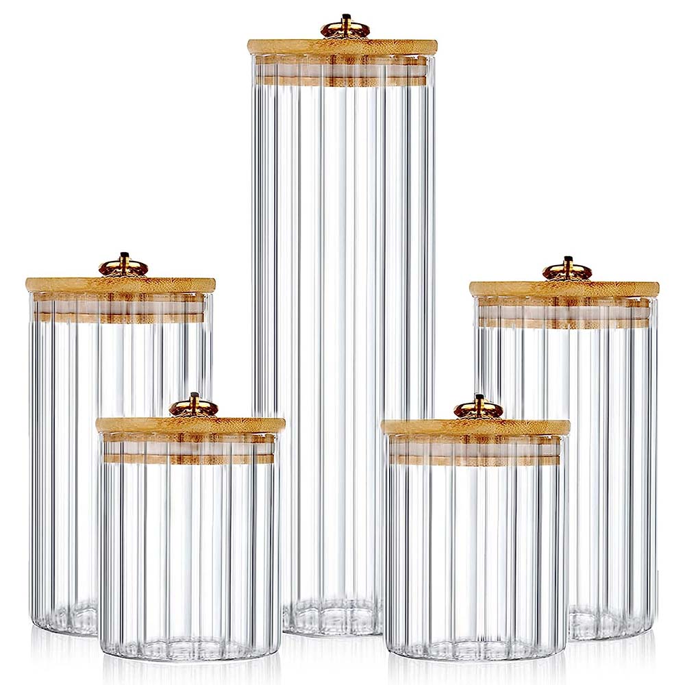 Food Storage Set Glass - Glazen voorraadpotten, set van 3, luchtdichte