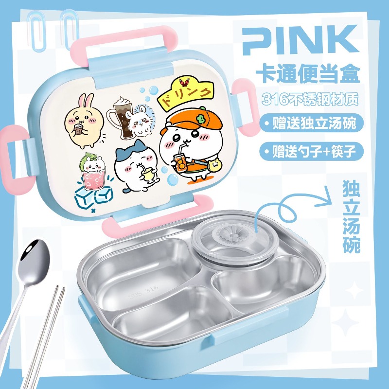 Food Storage Oven Safe - Geïsoleerde Chiikawa lunchbox met dienblad, 316