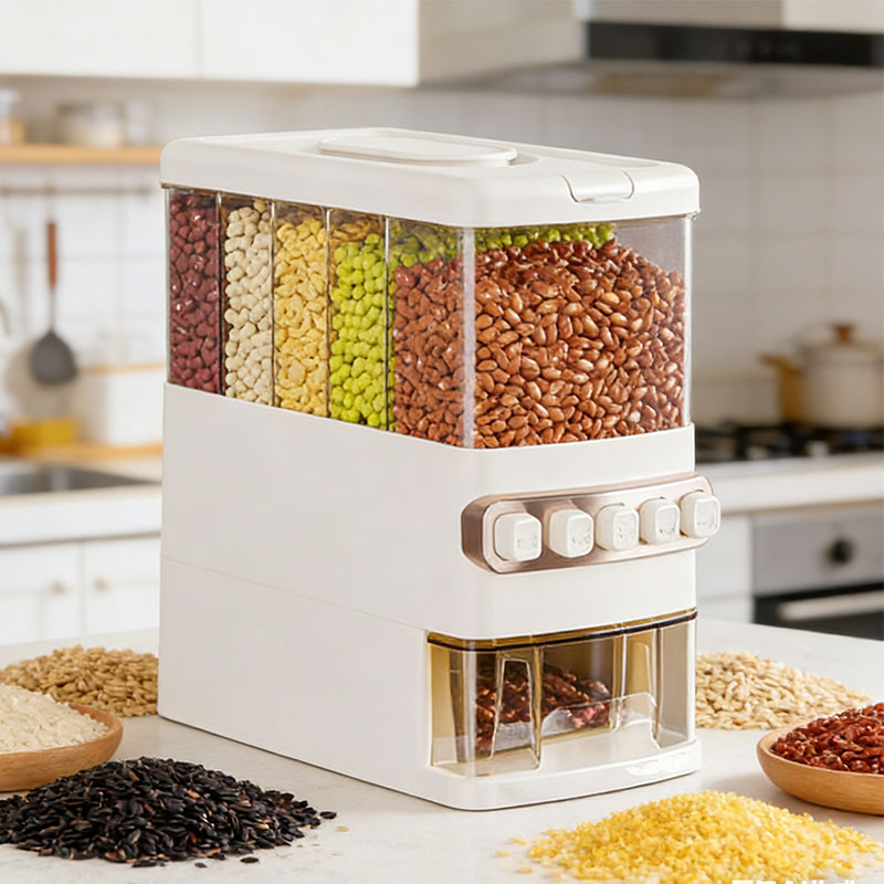 Food Storage Dispenser - 5-in-1 voedselbewaarboxen granen 2026 ruimtebesparende rijstcontainer