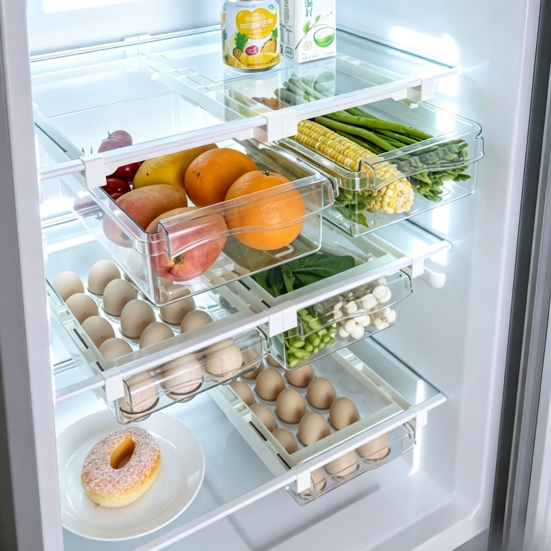 Food Storage Without Plastic - Hangende schuiflade koelkast opbergbox, uittrekbare plastic