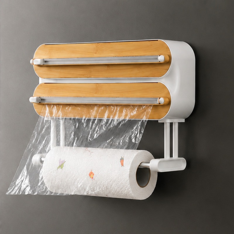 Food Storage Dispenser - Magnetische voedselwikkeldispenser, snijder, clingfilm- en aluminiumfolie-organizer,